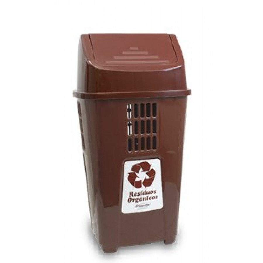 Lixeira Basculante 50L Marrom - PLASVALE