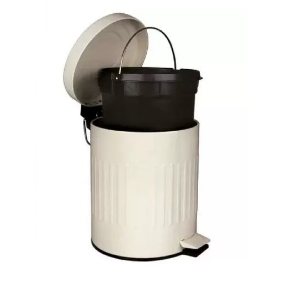Lixeira de Inox com Pedal 5L Branca Vintage - GOOD