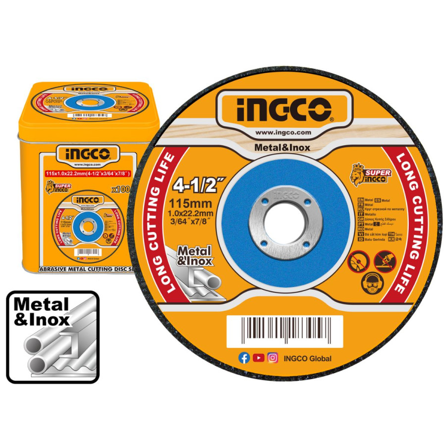 Disco De Corte Metal 4.1/2 115x1.0x22,2mm Ingco