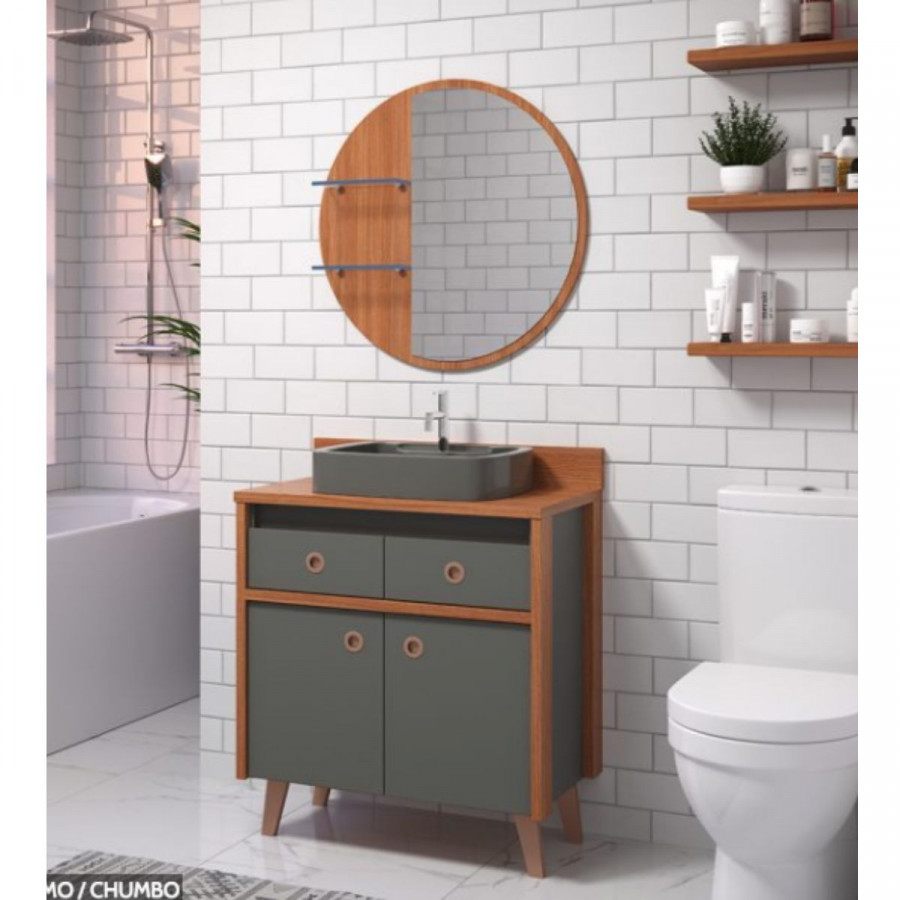 Armário kit Cremona Cinamono com chumbo 80cm Bertazoli