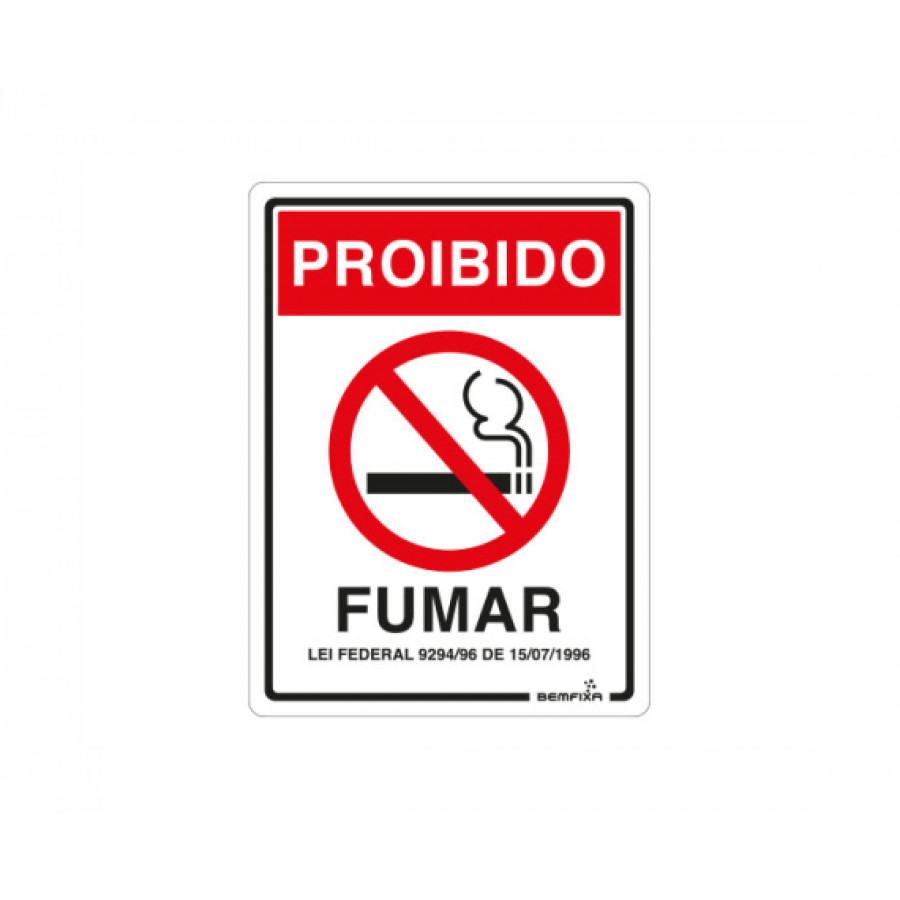 Placa Proibido Fumar 15 x 20cm - BEMFIXA