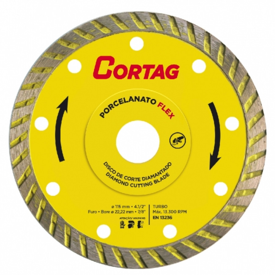 Disco de Corte Diamantado Turbo Porcelanato Flex 115MM 61577 - CORTAG