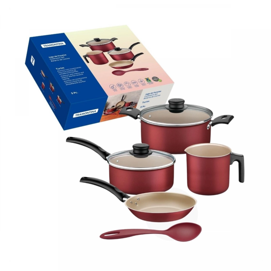Jogo de panelas Aluminio  5PCS Vermelha tramontina