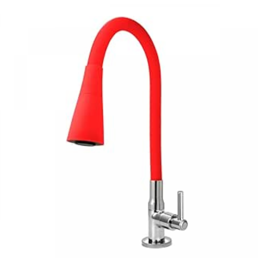 Torneira Cozinha Flexivel 1/4"V Slim Cone Cromada/Vermelha - GOOD