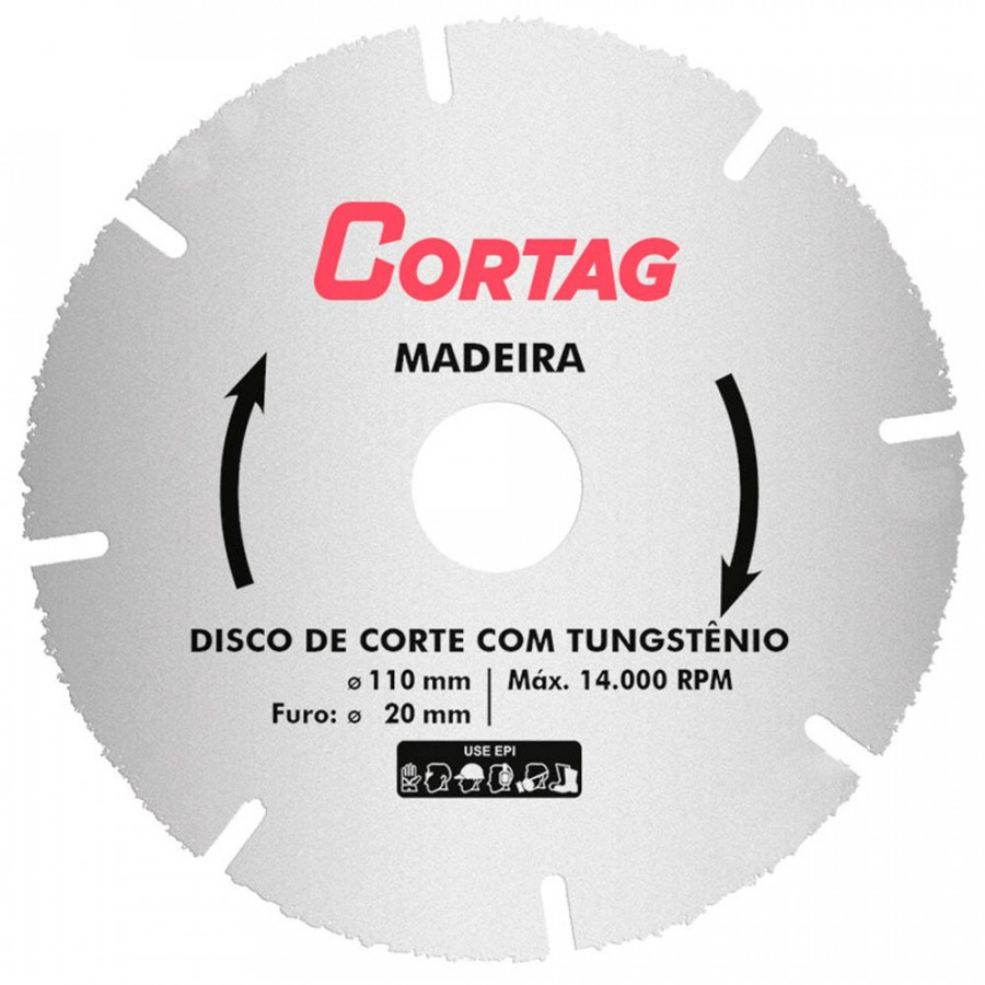 Disco de Corte com Tungstênio 110MM 61346 p/ Madeira - CORTAG