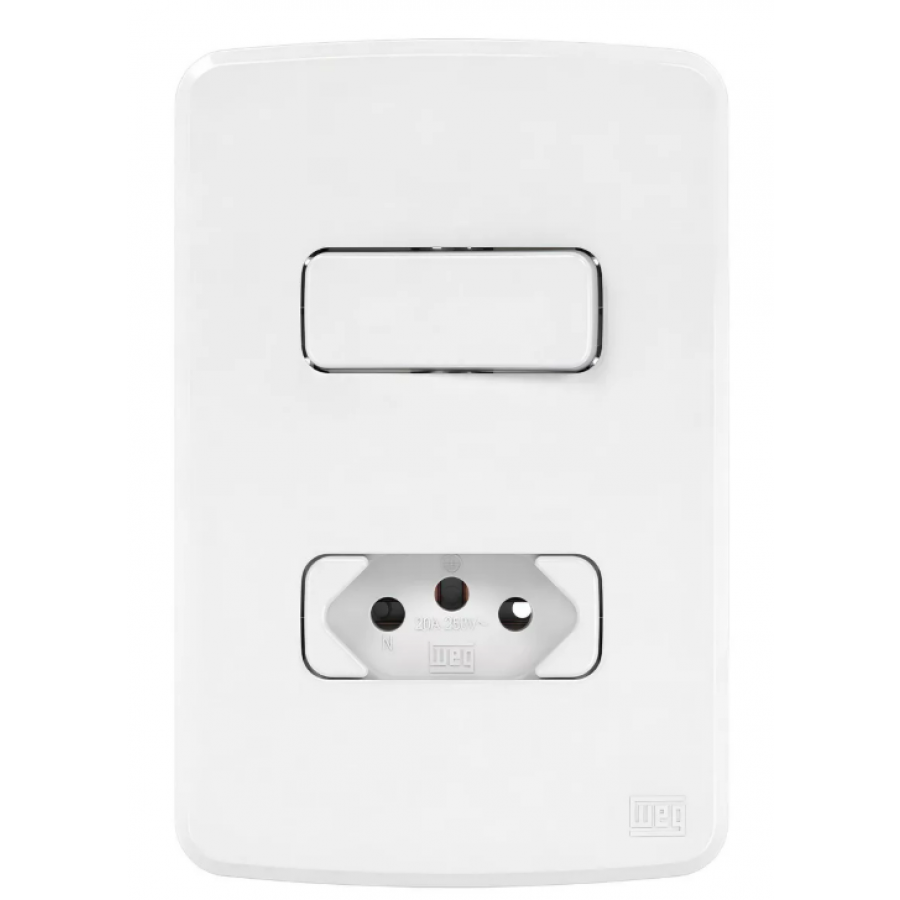 Kit 10Peças Interruptor 1 tecla simples Tomada 20A 4x2" Branco Compose Weg