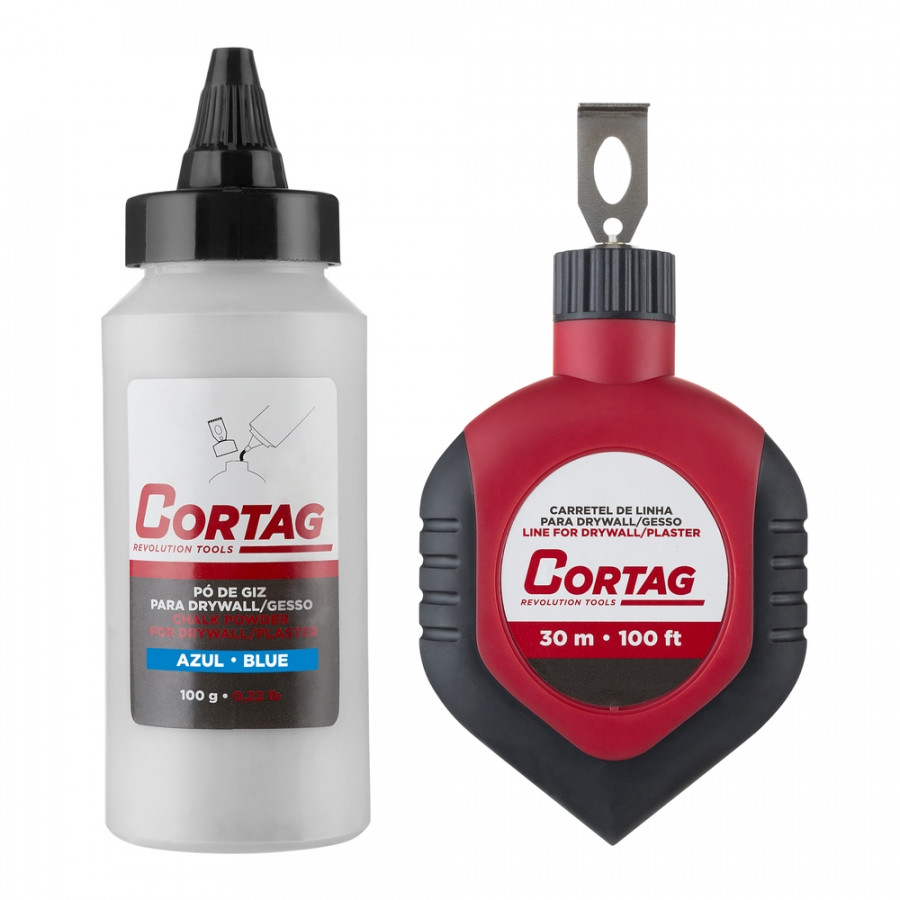 Giz de Linha 30m Azul com Marcador - CORTAG