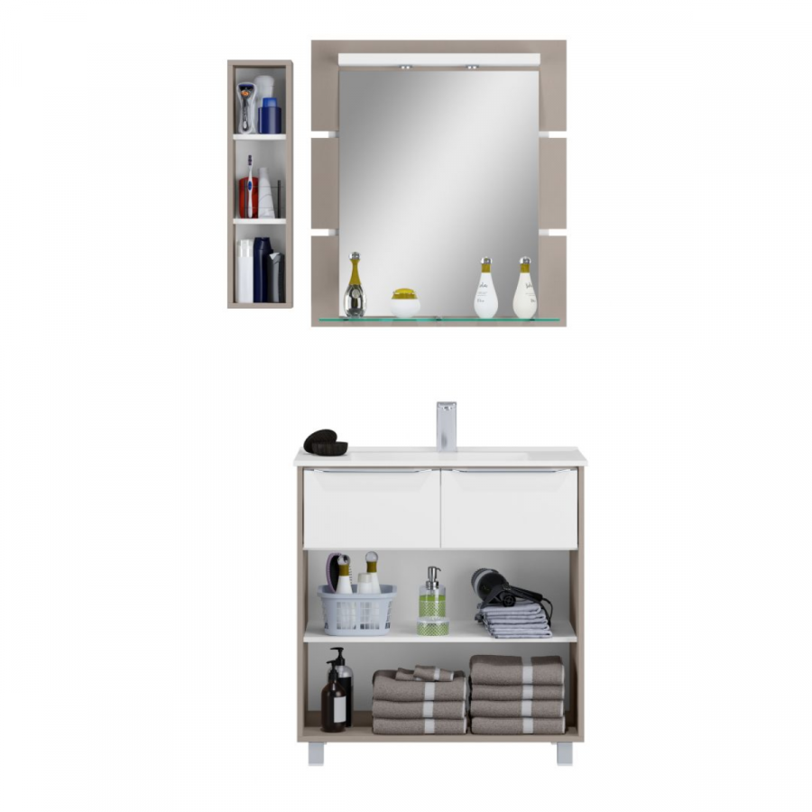 Armário de banheiro Ravena Kit supremo e ébano 80cm Balcony