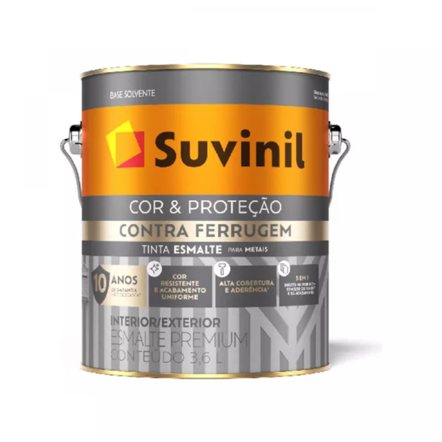 Tinta Esmalte Contra Ferrugem Brilho Cinza Medio 3,6L - SUVINIL