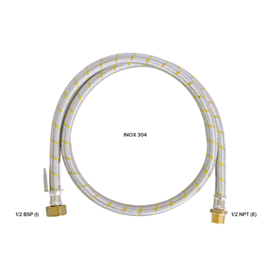 Mangueira Flexível Nitrílica 3/8 (I) x 1500mm R. 1/2 NPT (E) x 1/2 BSP (I) - MAQENGE