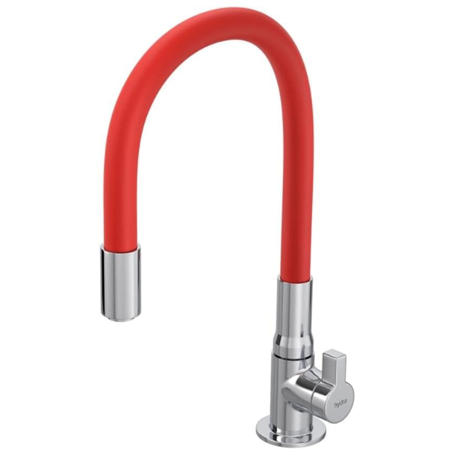 Torneira Flexível Hydra Motion Bancada Vermelha/cromado