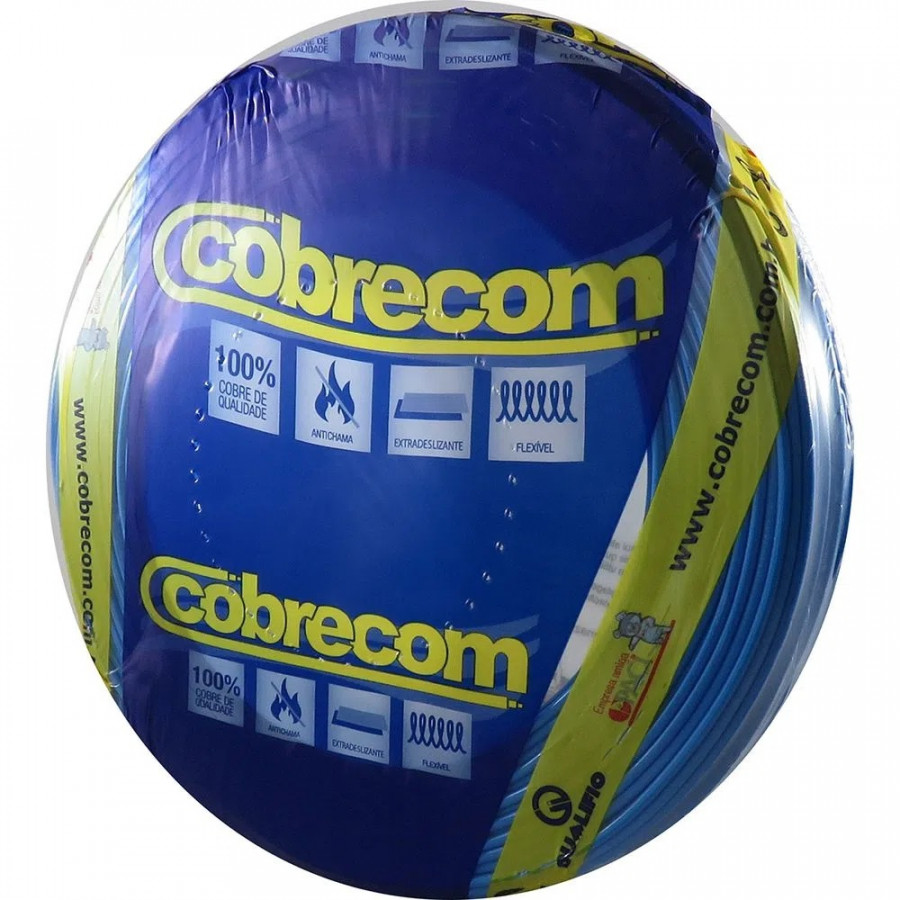 Fio Flexível Rolo 100mt 4mm Azul - COBRECOM
