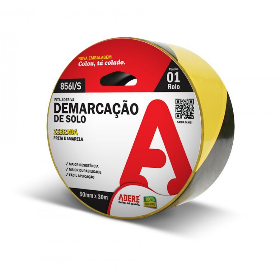 Fita Demarcação 50mmx30m Solo Preto  - ADERE