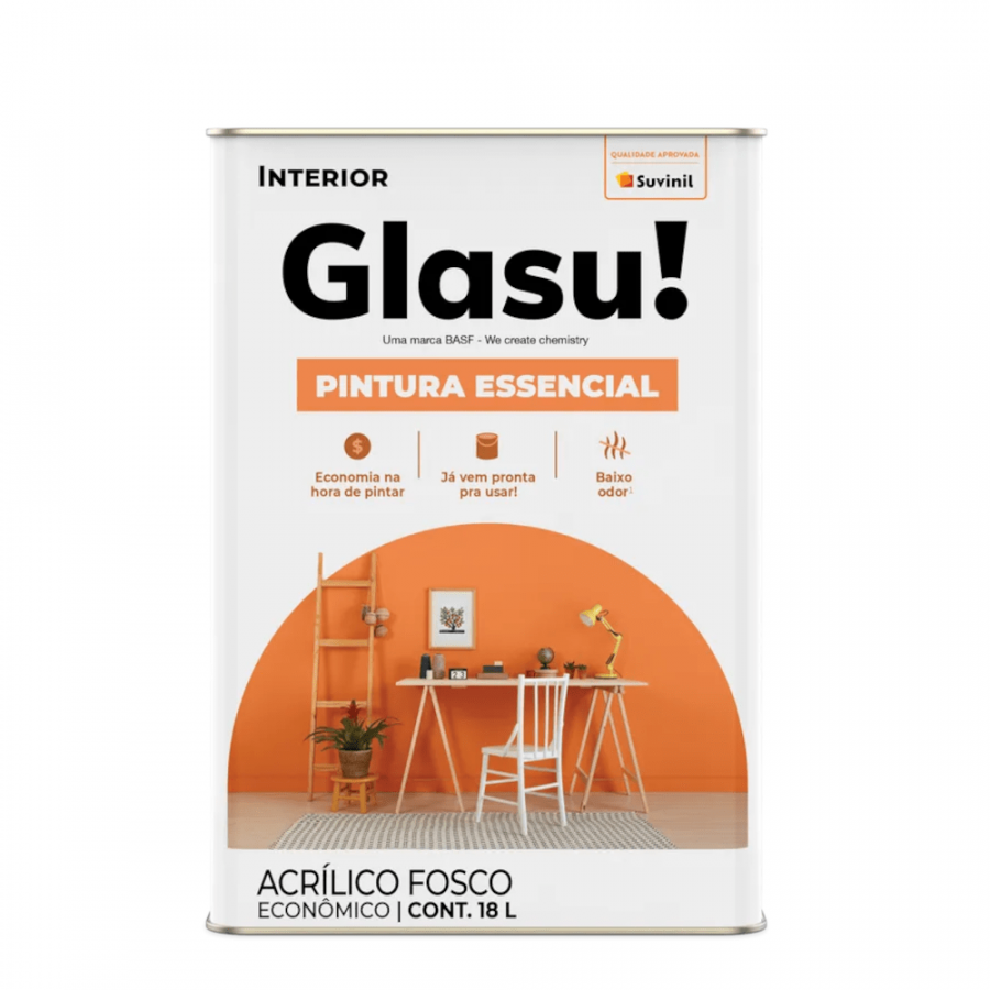 Tinta Acrílica Pintura Essencial Fosco Branco Neve 18L - GLASU!