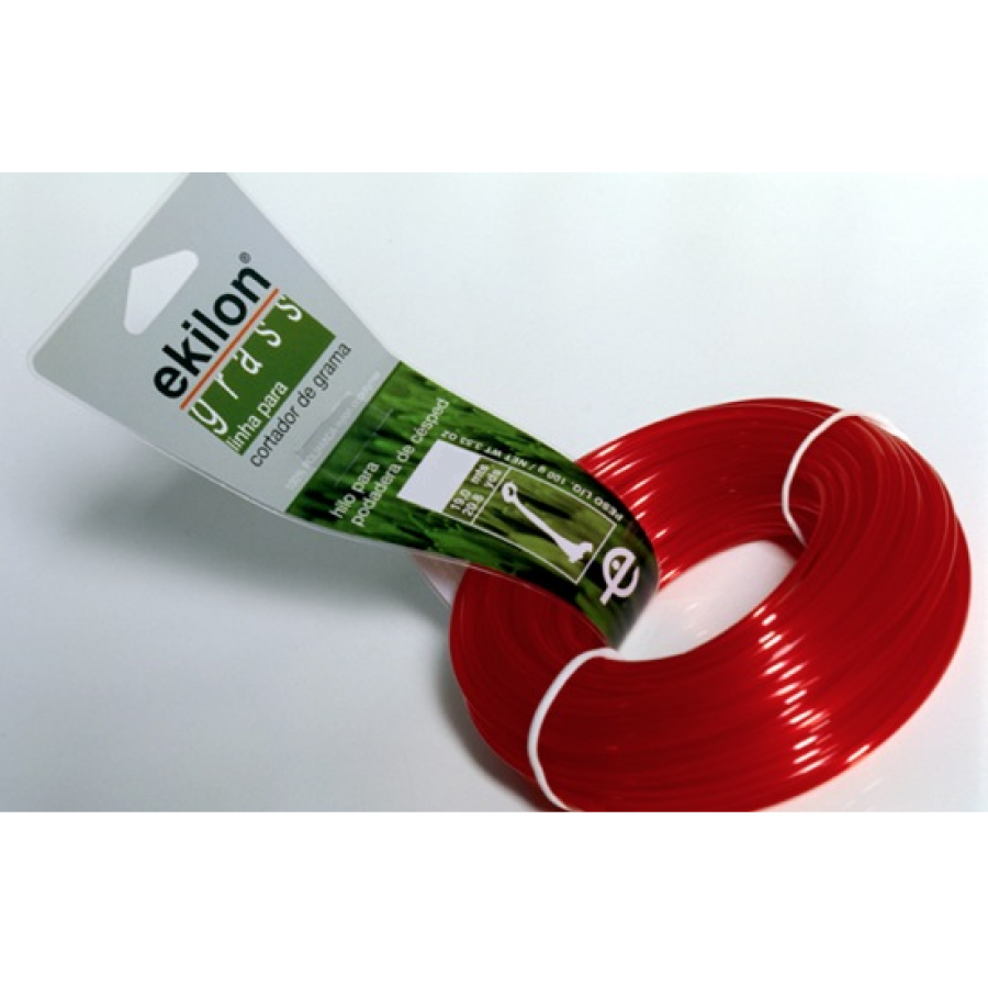 Fio de Nylon para Roçadeira 3,00MM com 12MT Tipo Redondo Vermelho - EKILON GRASS.