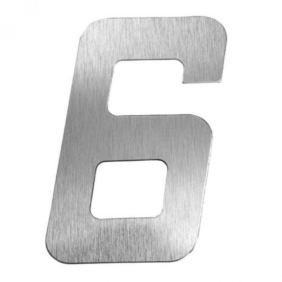 Numero 6 Residêncial em Aluminio Prata Escovado 130mm - VIVALUX