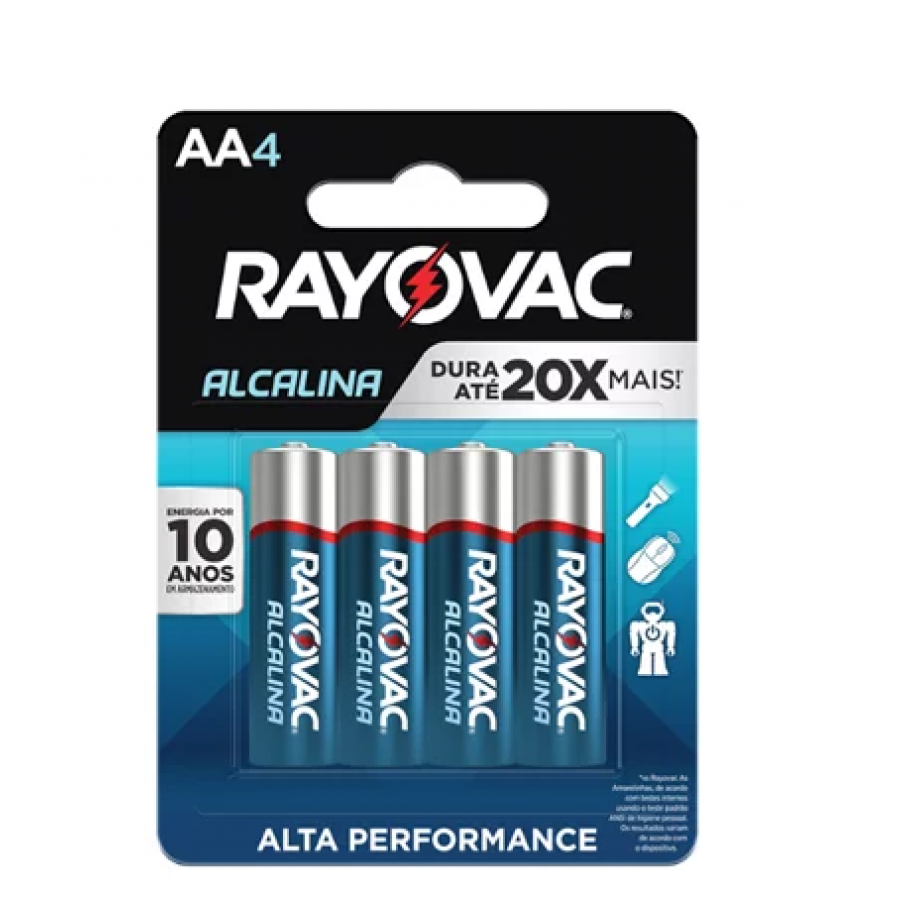 Pilha Pequena AA4 Alcalina 4UN - RAYOVAC
