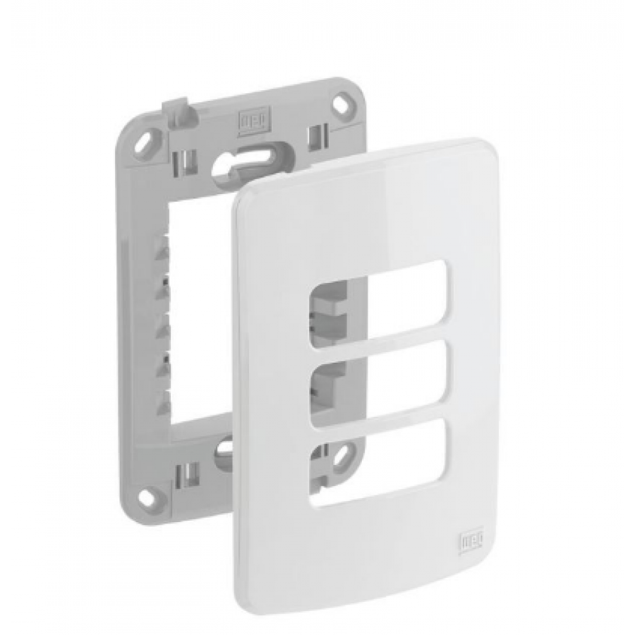 Placa de Tomada Branca 3 Posiçoes com Suporte Compose 4x2 - WEG