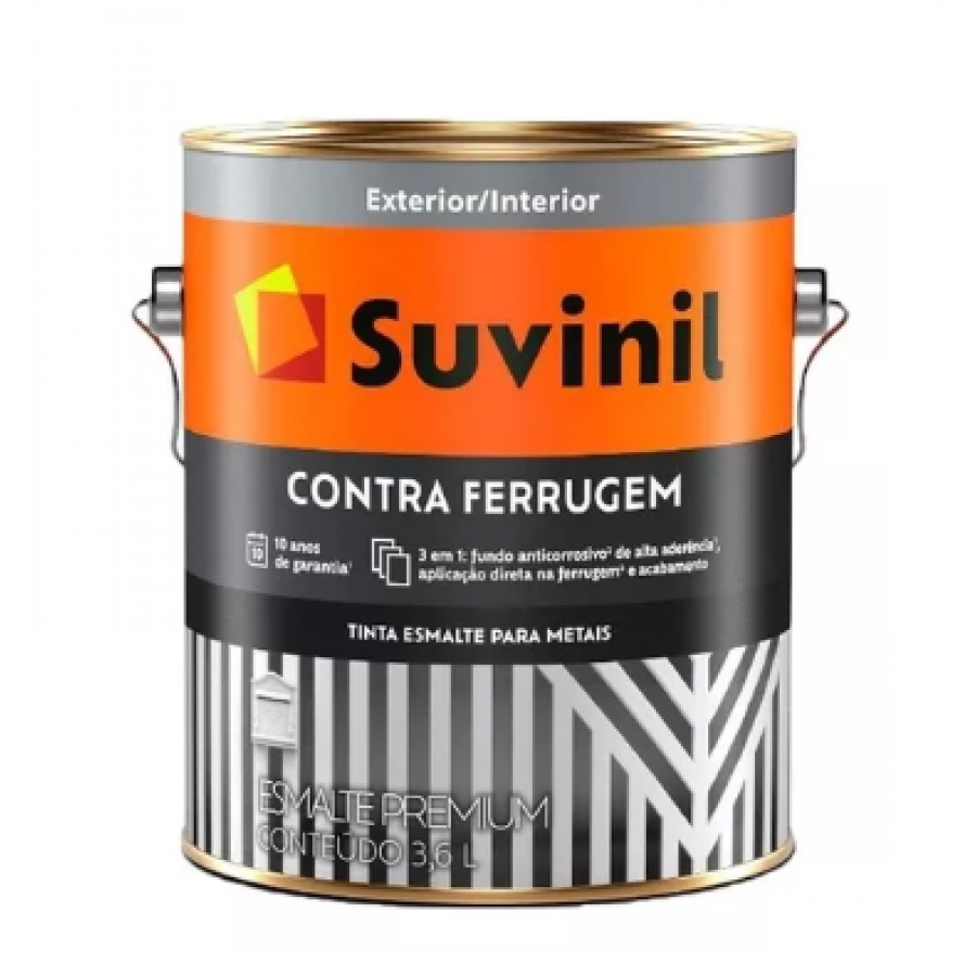 Tinta Esmalte Contra Ferrugem Brilho Cinza Escuro 3,6L - SUVINIL