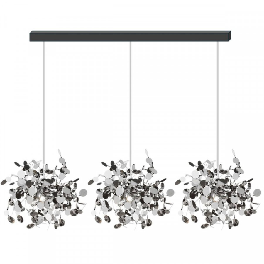 Luminaria Pendente Tripla Chuva Preto 120Cm GOOD