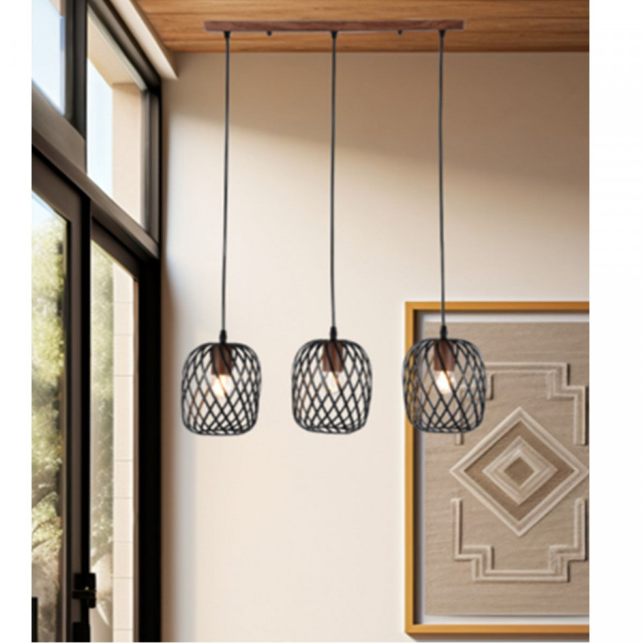 Luminaria Pendente Triplo Nambia 63x15Cm GOOD