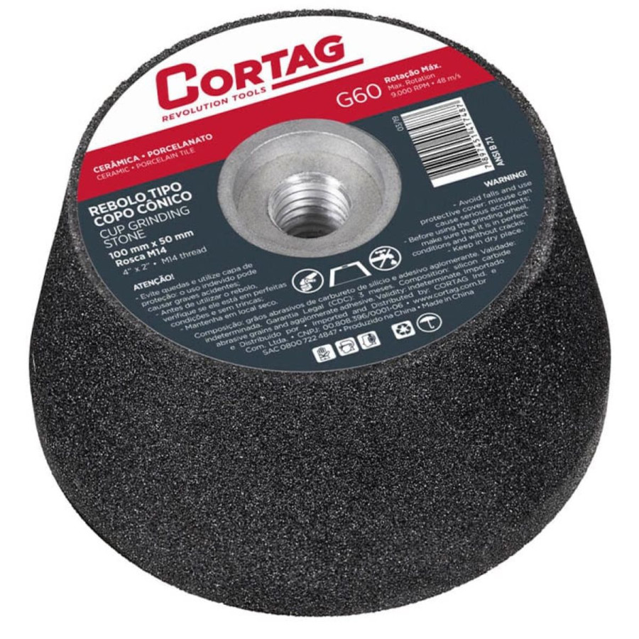 Rebolo Tipo Copo Cônico 100 X 50 G60 M14  CORTAG