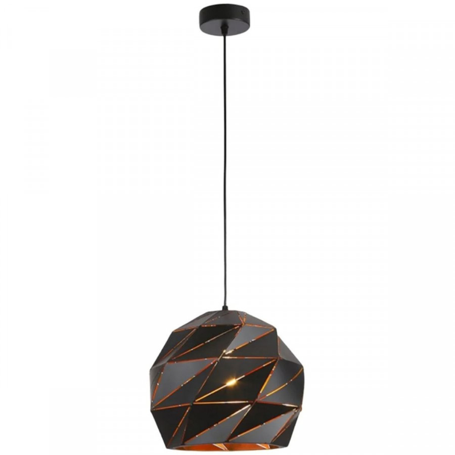 Luminaria Pendente Polygon Preto/Dourado 30Cm GOOD