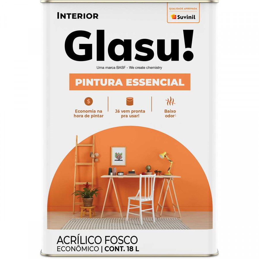 Tinta Acrílica Pintura Essencial Fosco Areia 18L - GLASU!