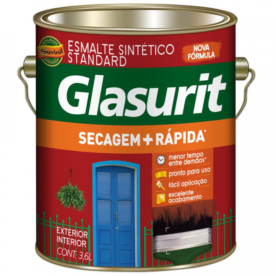 Tinta Esmalte Secagem Rápida Brilhante 3,6l Platina - GLASU!