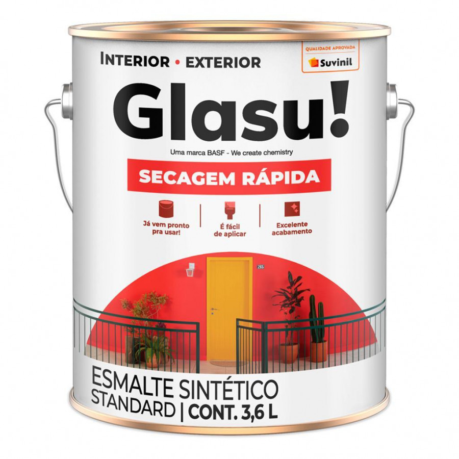 Tinta Esmalte Secagem Rápida Brilhante 3,6l Cinza Escuro - GLASU!