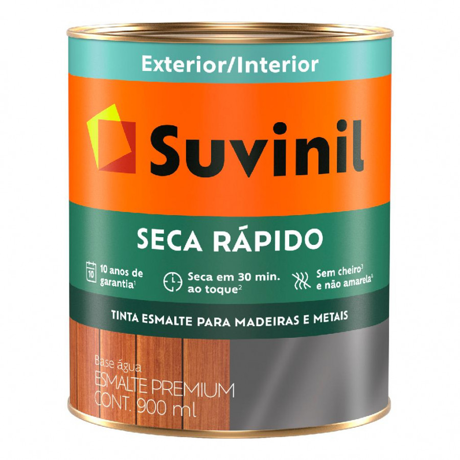 Tinta Esmalte Sintético Seca Rápido a Base de Água Branco Acetinado 900ml - SUVINIL