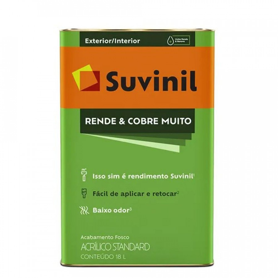 Tinta Acrilica Fosco Rende e Cobre Muito Branco 18L - SUVINIL