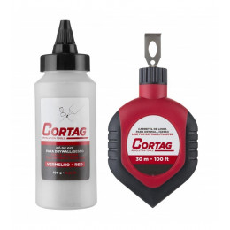 Giz de Linha 30m Vermelho com Marcador - CORTAG