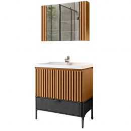 Armário kit angra preto e feijó 80cm Balcony