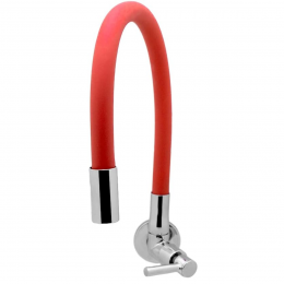 TORNEIRA COZINHA PAREDE FLEX 1/4 V SLIM MOD CROMADO/VERMELHO GOOD