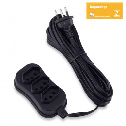 Extensão Tripolar Slim 10A com 5 Metros - FORCELINE