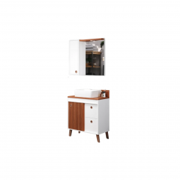 Armario de banheiro kit toscana blanche/cinamo 80cm BERTAZOLI