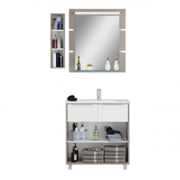 Armário de banheiro Ravena Kit supremo e ébano 80cm Balcony