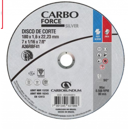 Disco Corte Inox 180x1,6x22,23 Carbo Force Silver