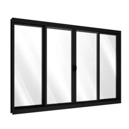 Janela de Correr 100 x 120cm 4 Folhas Preta - RELI