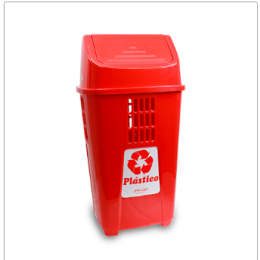 Lixeira Basculante 50L Vermelha - PLASVALE