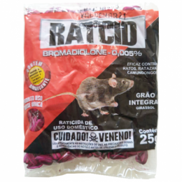 Veneno Raticida Ratcid Grão Integral de Girassol 25g - BIOCARB