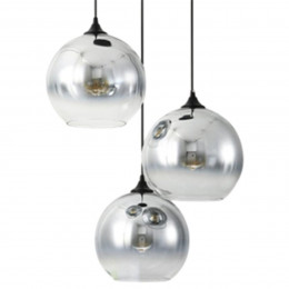Luminaria Pendente Triplo Bola Cromada 30Cm GOOD