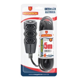 Extensao 2p+t -10a 5m 3 tom preto MEGATRON