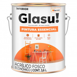 Tinta Acrílica Pintura Essencial Fosco Branco Neve 3,6L - GLASU!