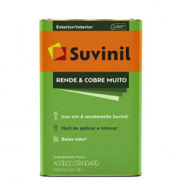 Tinta Acrilica Fosco Rende e Cobre Muito Branco 18L - SUVINIL