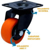 Rodizio Pvc Giratorio 4'' Laranja Bisao - 3