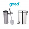 Kit lixeira Inox 5litros + escova limpeza sanitária Inox GOOD - 1